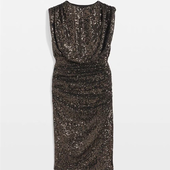 WHBM Gunmetal Sequin Dress Sz LP NWT - Picture 5 of 5